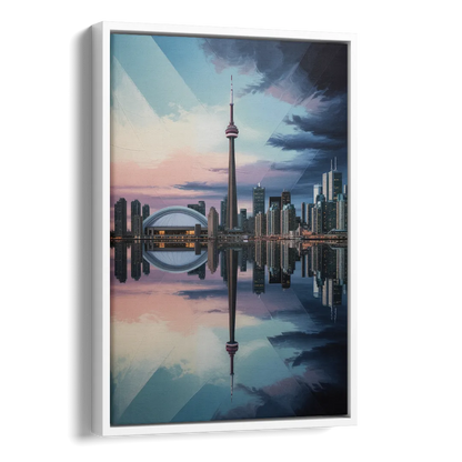 Toronto Cityscape Panorama Side - White Canvas Wall Art