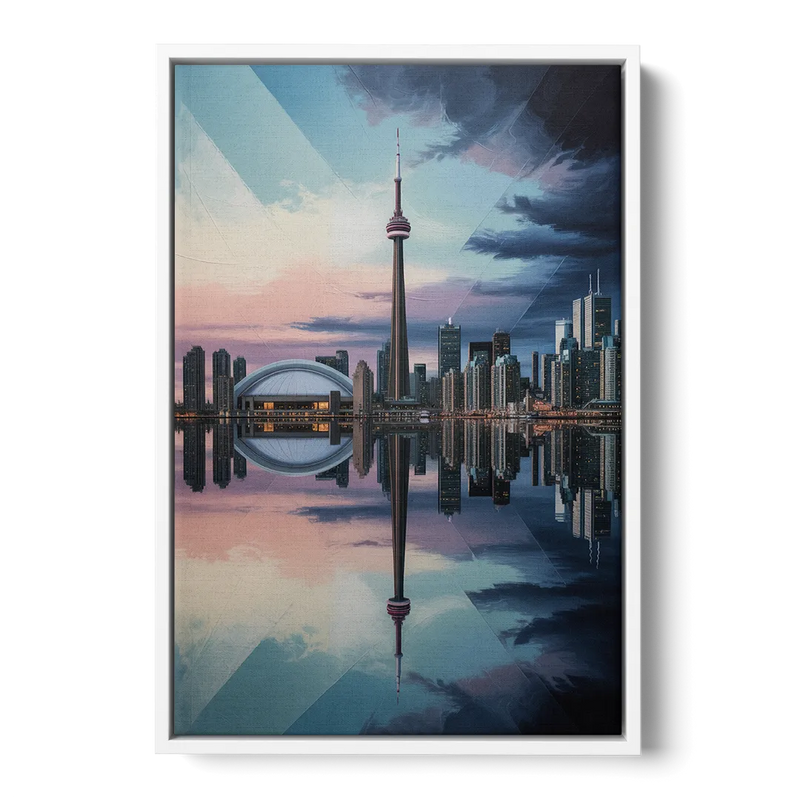 Toronto Cityscape Panorama Front - White Canvas Wall Art