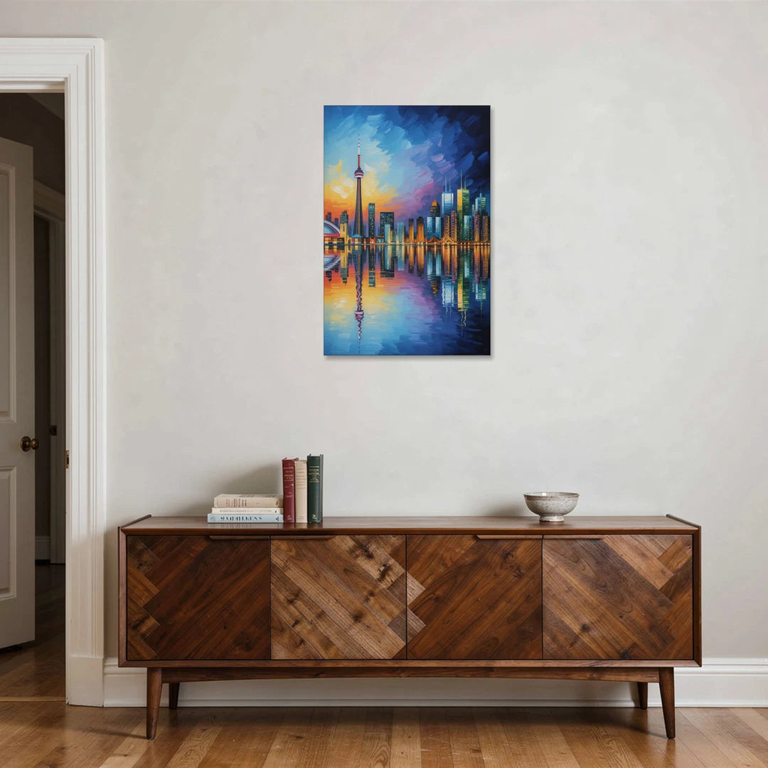 Toronto Downtown Nightscape - Canvas Wall Art - Coffee Table - 24x36