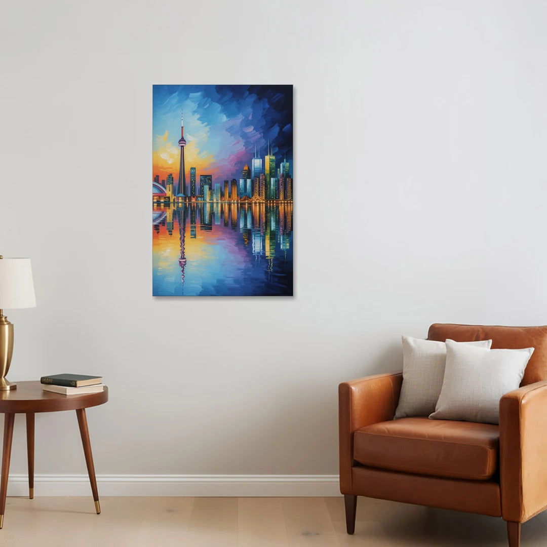 Toronto Downtown Nightscape - Canvas Wall Art - Sofa - 24x36