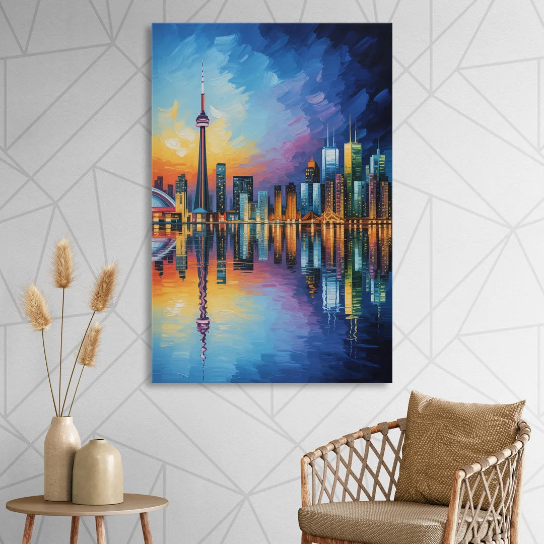 Toronto Downtown Nightscape Living Room - Canvas Wall Art