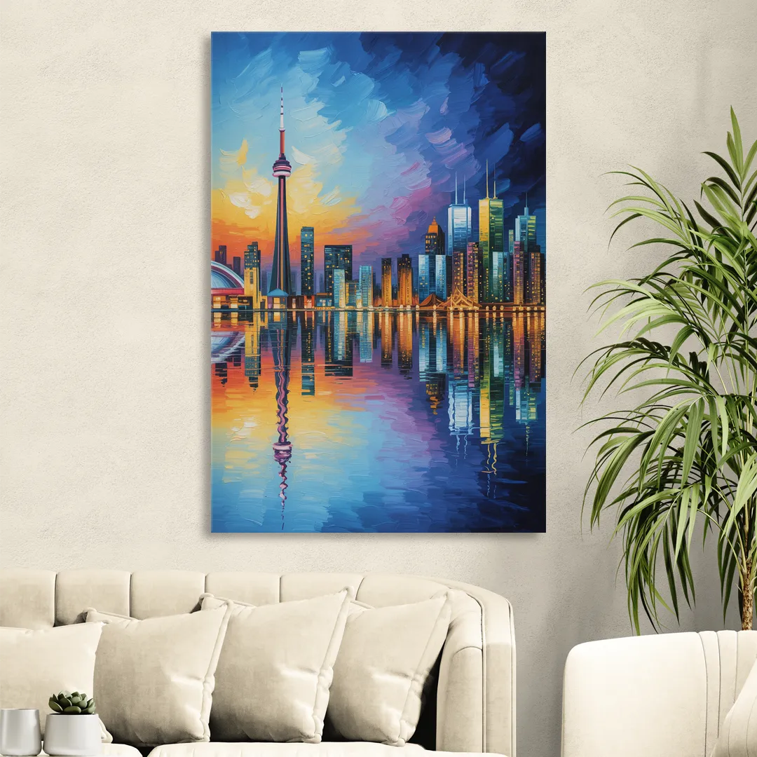 Toronto Downtown Nightscape Sitting Room - Canvas Wall Art