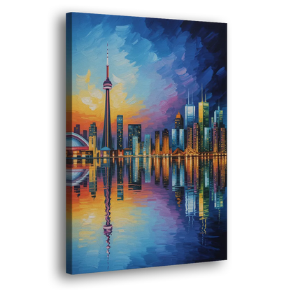 Toronto Downtown Nightscape Side - Canvas Wall Art
