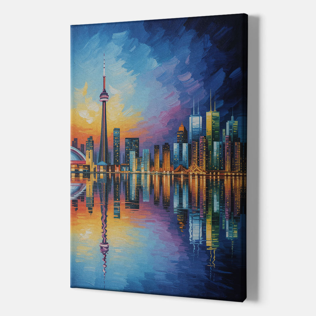 Toronto Downtown Nightscape - Canvas Print Art Sides