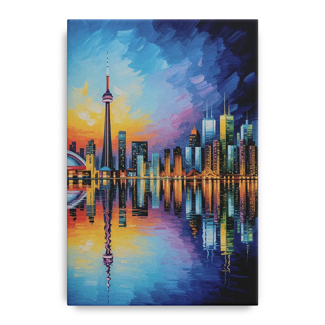 Toronto Downtown Nightscape Front - Canvas Wall Art