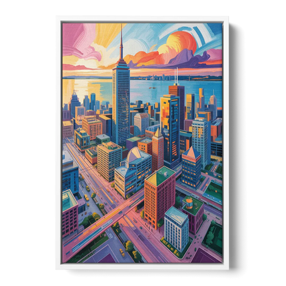 Toronto Financial District Front - White Canvas Wall Art