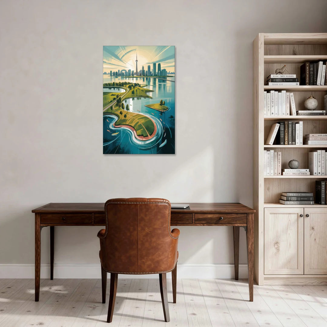 Toronto Island Aerial View - Canvas Wall Art - Office - 24x36