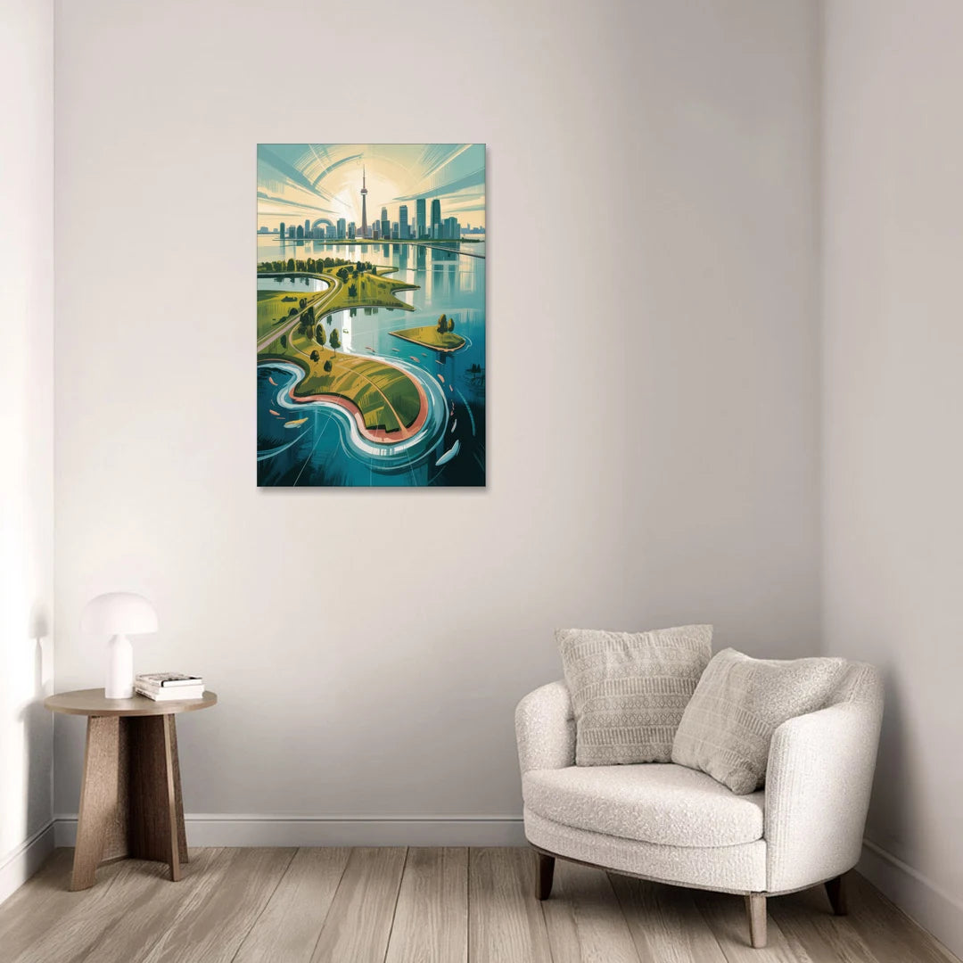 Toronto Island Aerial View - Canvas Wall Art - Sofa - 24x36