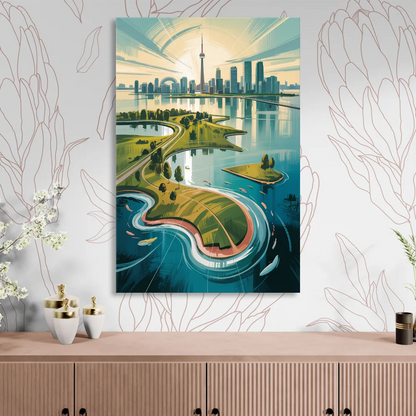 Toronto Island Aerial View Living Room - Canvas Wall Art