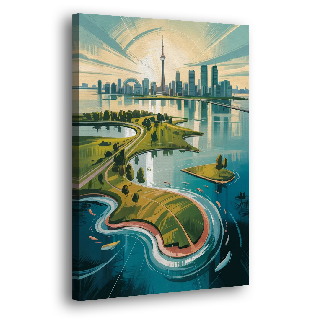 Toronto Island Aerial View Side - Canvas Wall Art