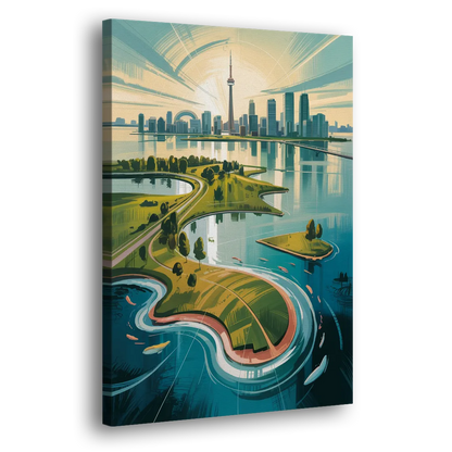 Toronto Island Aerial View Side - Canvas Wall Art
