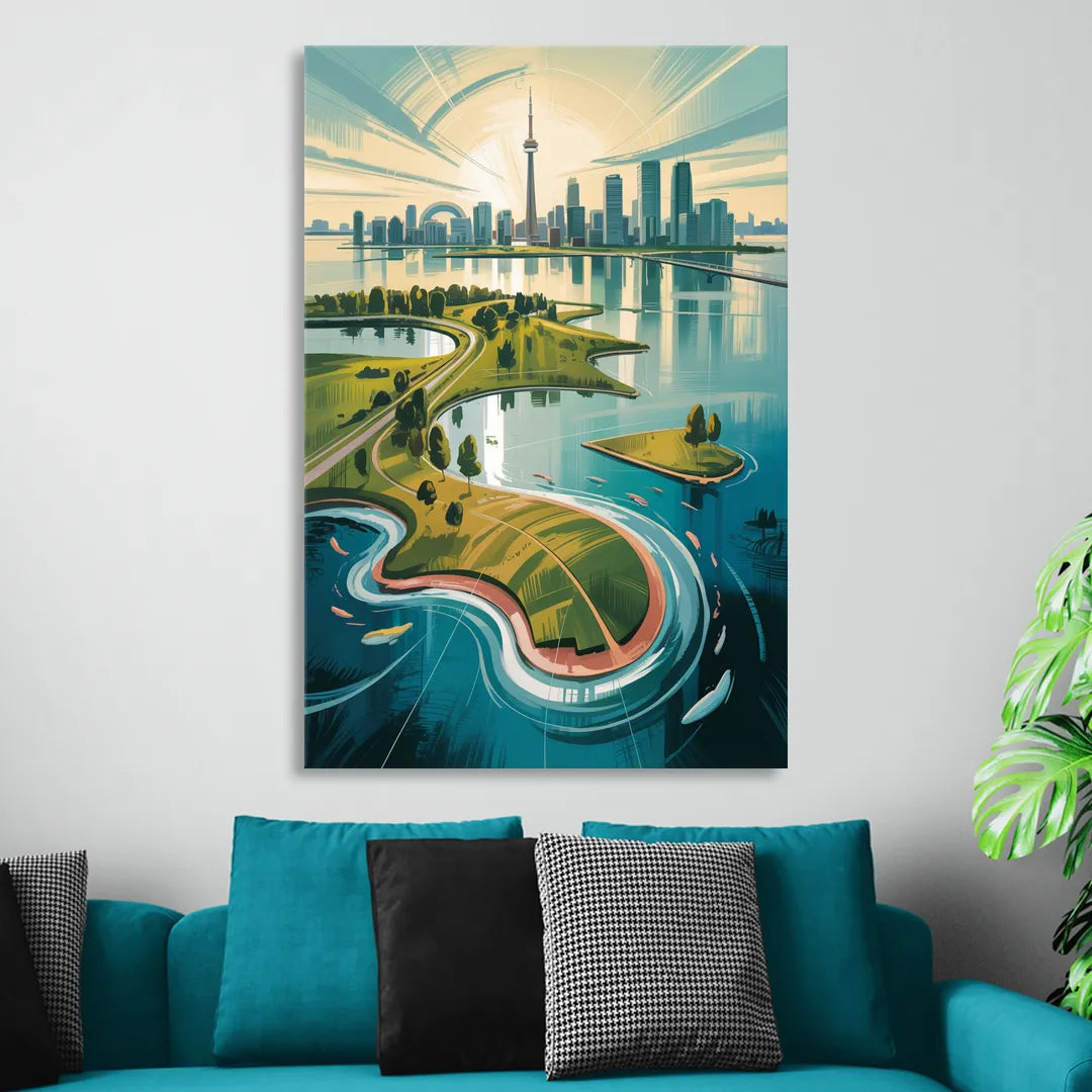 Toronto Island Aerial View Sitting Room - Canvas Wall Art
