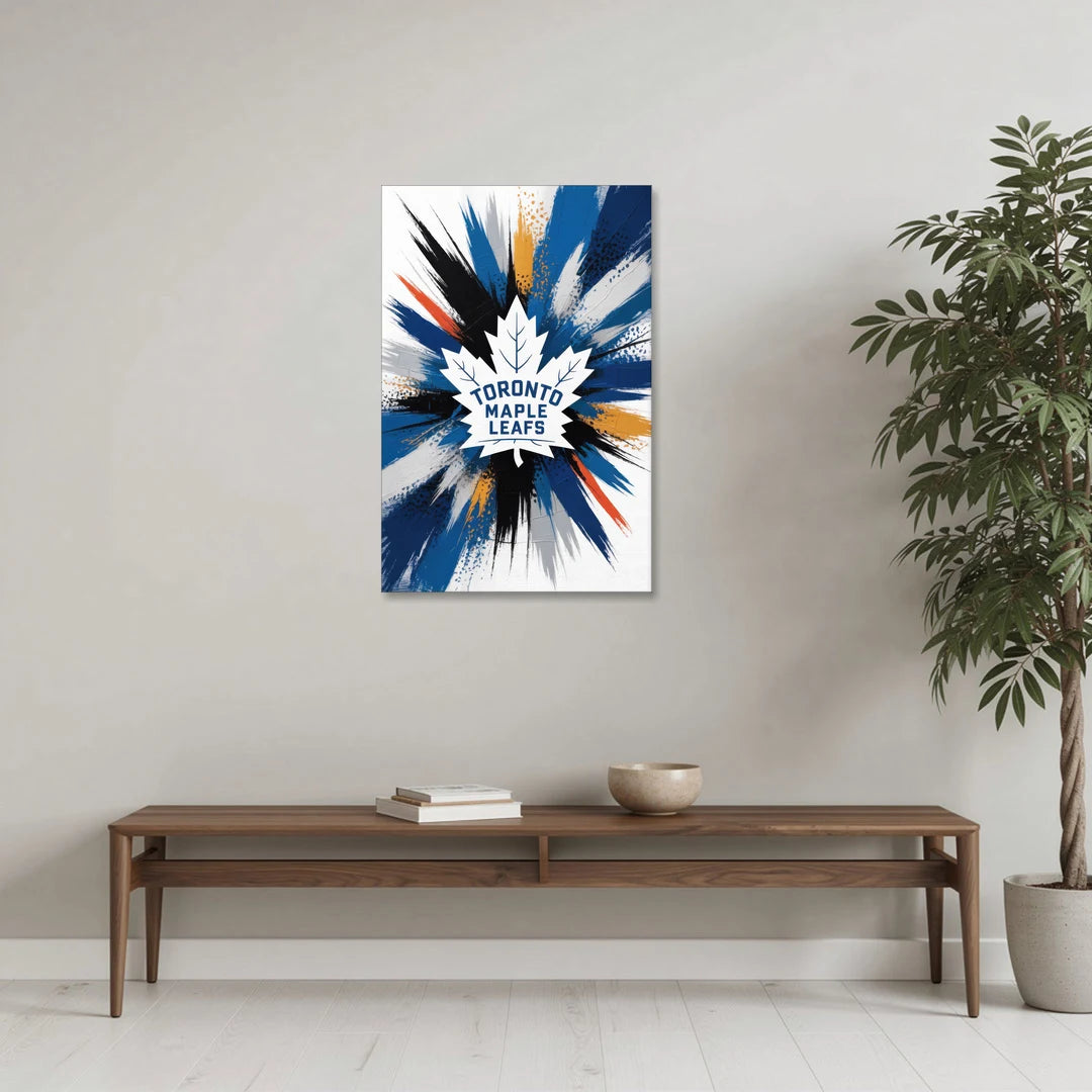 Toronto Maple Leafs Vibrant Abstract Wall Art - Canvas Wall Art - Coffee Table - 24x36