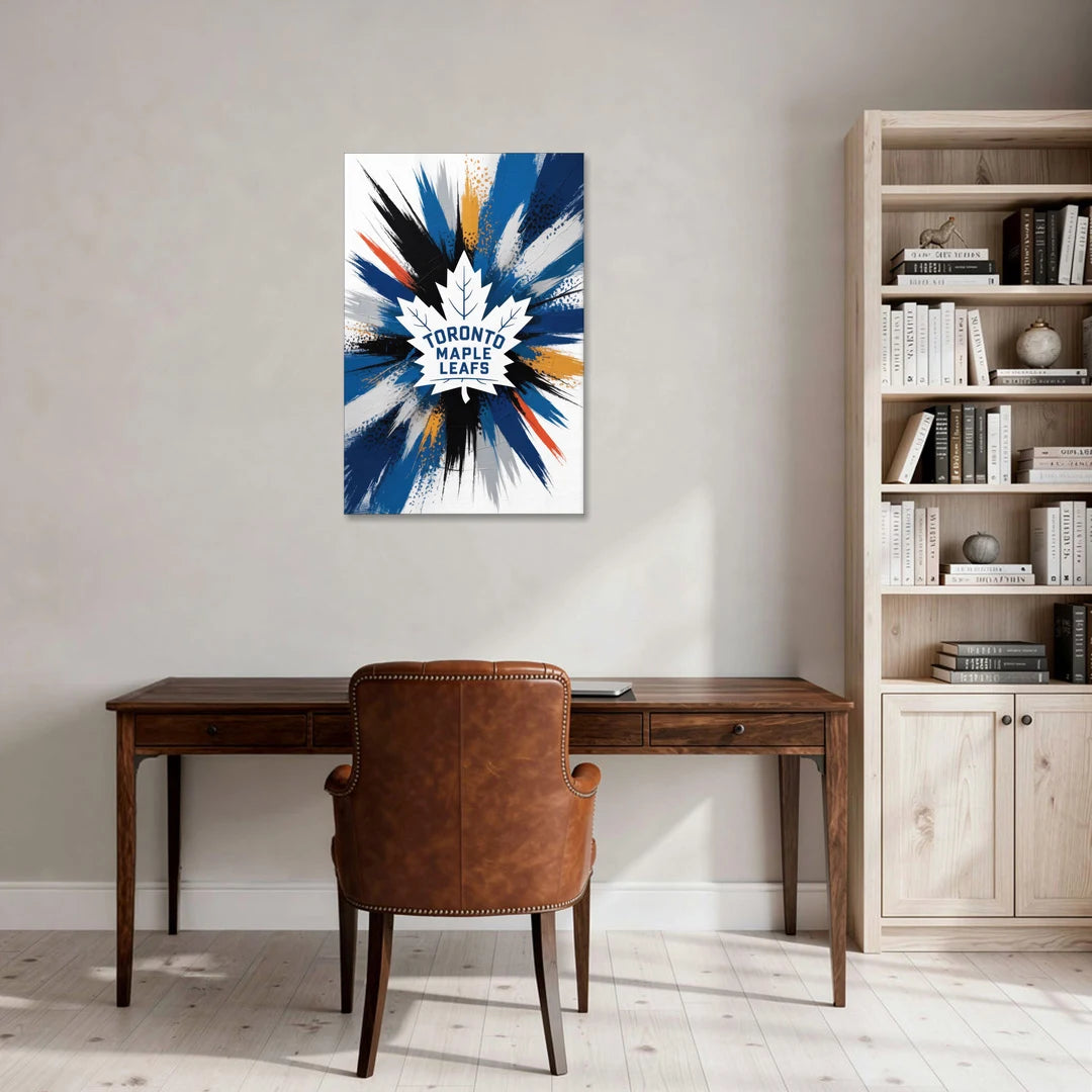 Toronto Maple Leafs Vibrant Abstract Wall Art - Canvas Wall Art - Office - 24x36