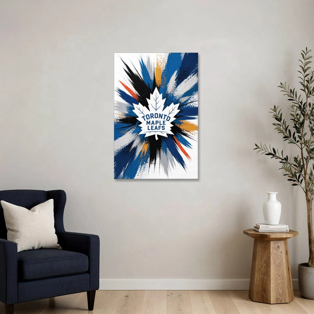 Toronto Maple Leafs Vibrant Abstract Wall Art - Canvas Wall Art - Sofa - 24x36