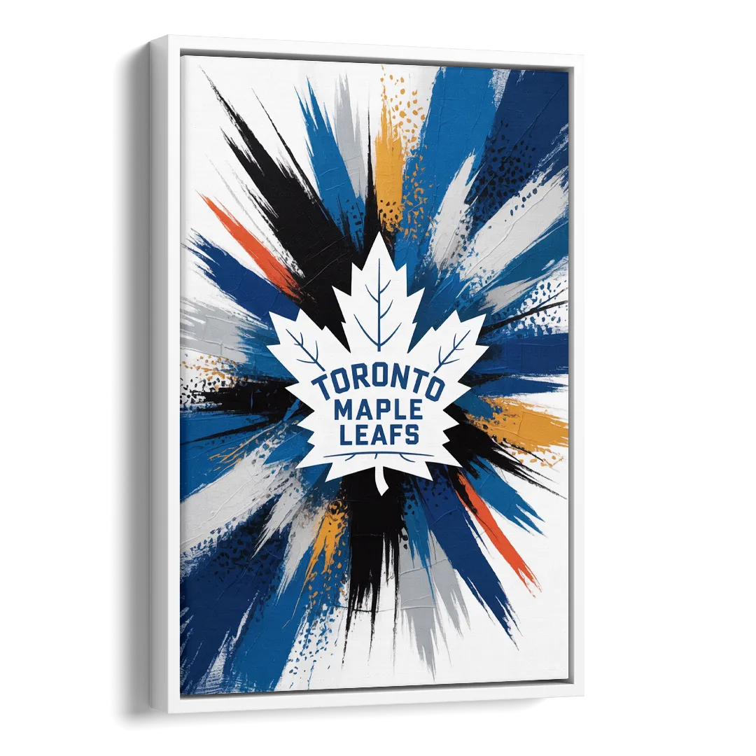Toronto Maple Leafs Vibrant Abstract Wall Art Side - White Canvas Wall Art