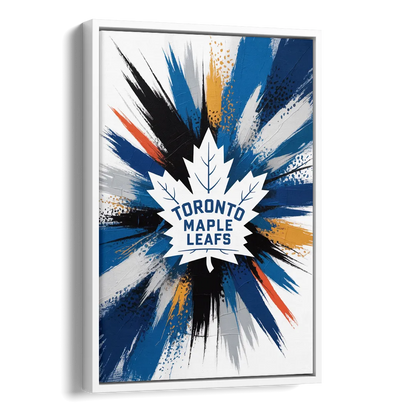 Toronto Maple Leafs Vibrant Abstract Wall Art Side - White Canvas Wall Art