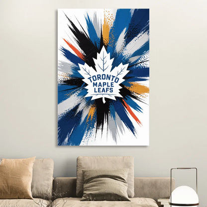Toronto Maple Leafs Vibrant Abstract Wall Art Sitting Room - Canvas Wall Art