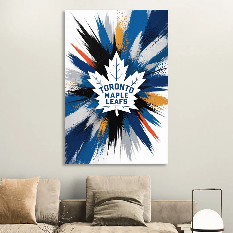 Toronto Maple Leafs Vibrant Abstract Wall Art Sitting Room - Canvas Wall Art