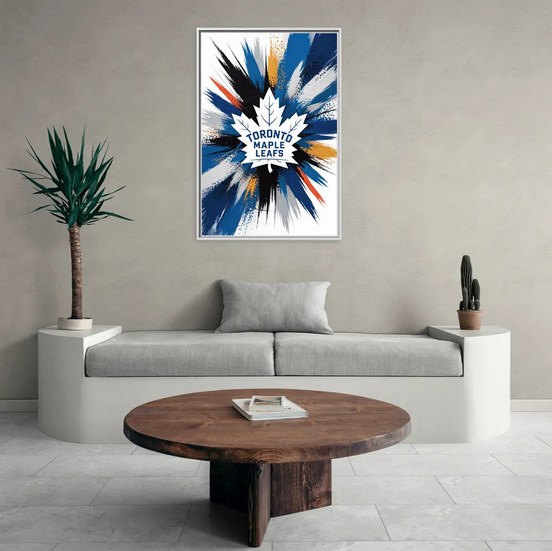 Toronto Maple Leafs Vibrant Abstract Wall Art - Living Room White Frame Canvas