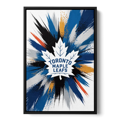 Toronto Maple Leafs Vibrant Abstract Wall Art Front - Black Canvas Wall Art