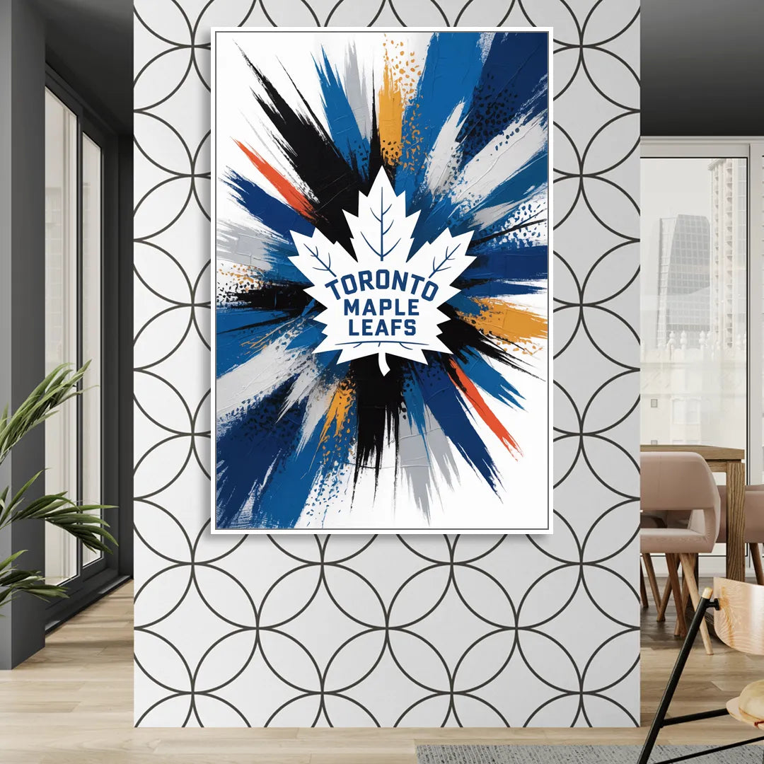 Toronto Maple Leafs Vibrant Abstract Wall Art Living Room - White Canvas Wall Art