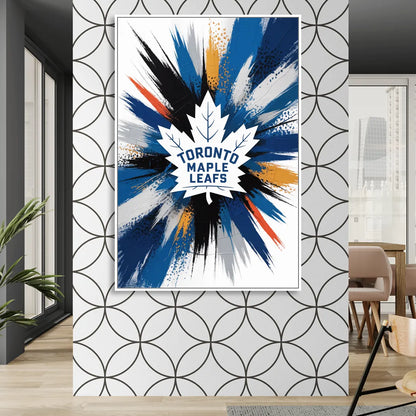 Toronto Maple Leafs Vibrant Abstract Wall Art Living Room - White Canvas Wall Art