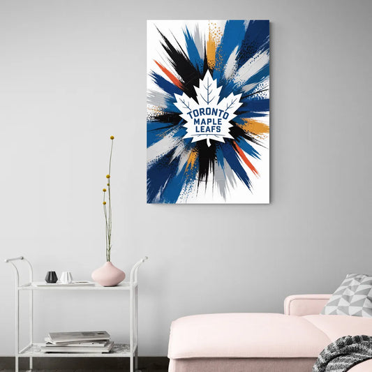 Toronto Maple Leafs Vibrant Abstract Wall Art - Canvas Wall Art Living Room