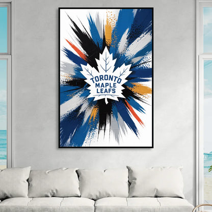 Toronto Maple Leafs Vibrant Abstract Wall Art Living Room - Black Canvas Wall Art