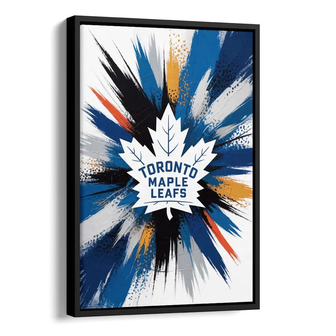 Toronto Maple Leafs Vibrant Abstract Wall Art Side - Black Canvas Wall Art