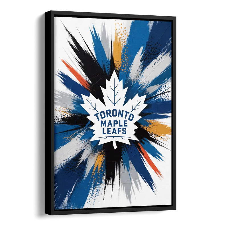 Toronto Maple Leafs Vibrant Abstract Wall Art Side - Black Canvas Wall Art