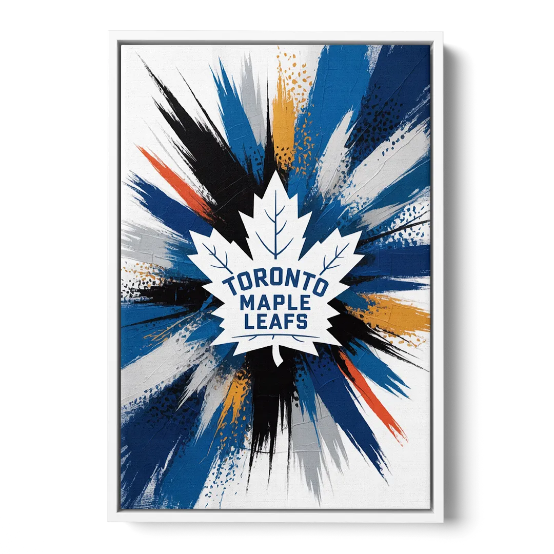 Toronto Maple Leafs Vibrant Abstract Wall Art - White Frame Canvas