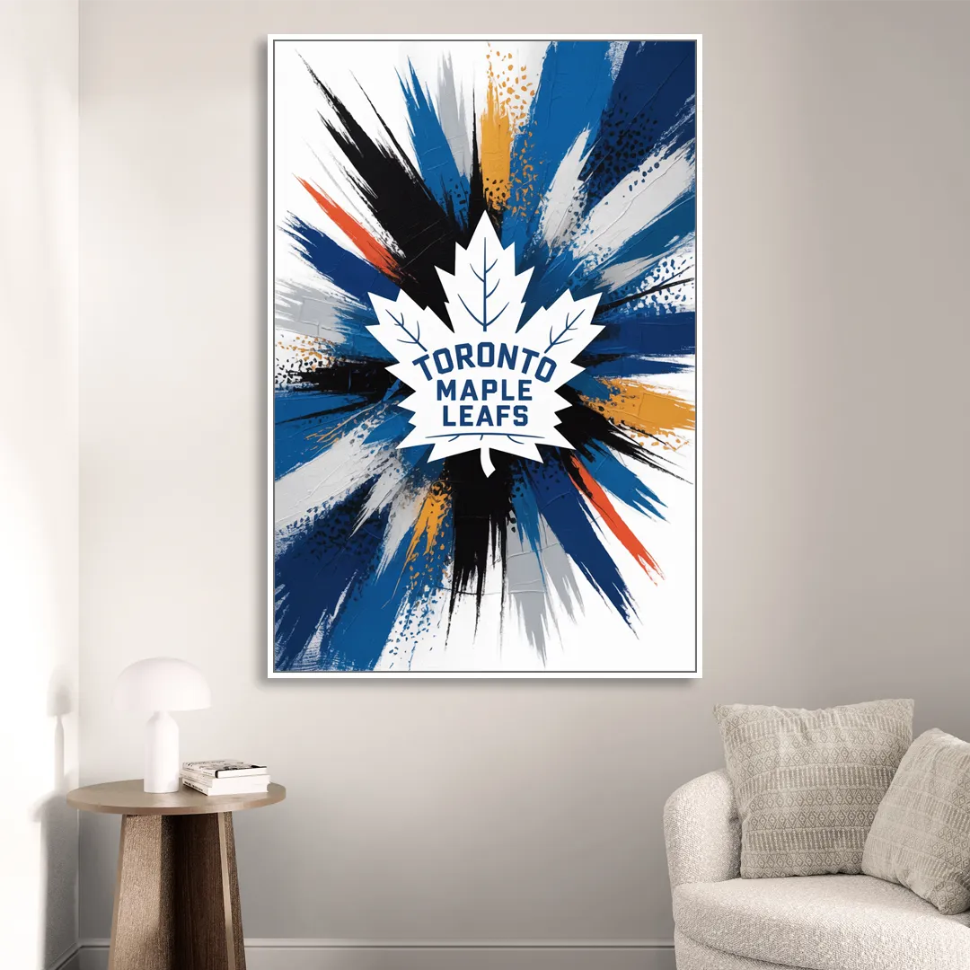 Toronto Maple Leafs Vibrant Abstract Wall Art Sitting Room - White Canvas Wall Art