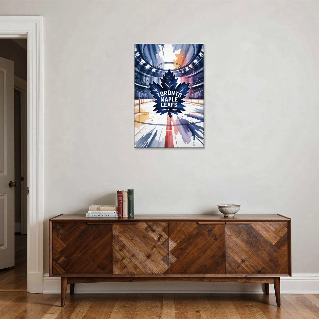 Toronto Maple Leafs Watercolor Emblem Art Print - Canvas Wall Art - Coffee Table - 24x36