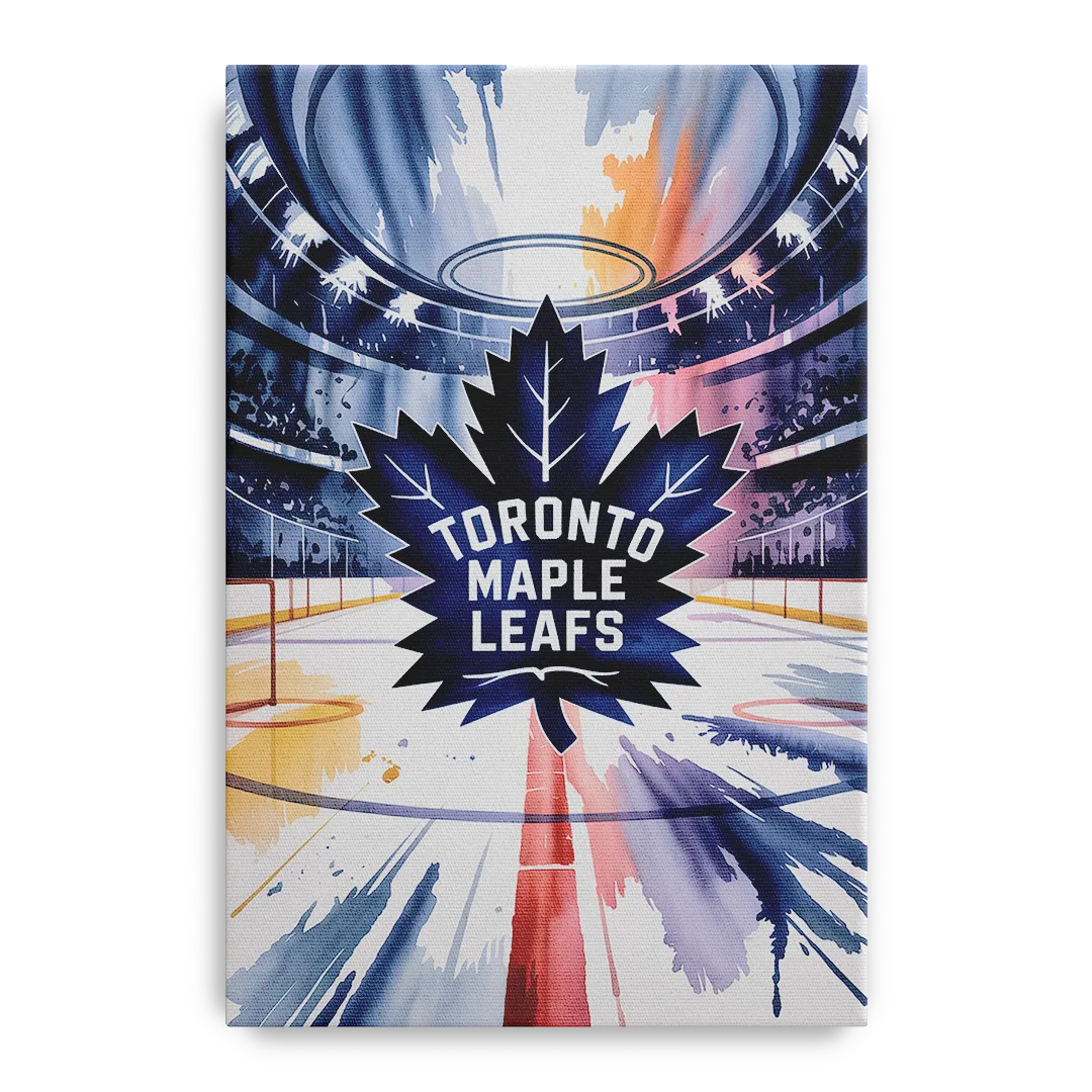 Toronto Maple Leafs Watercolor Emblem Art Print Front - Canvas Wall Art
