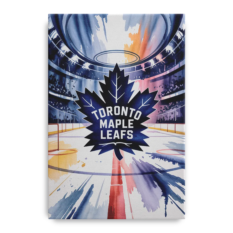 Toronto Maple Leafs Watercolor Emblem Art Print Front - Canvas Wall Art