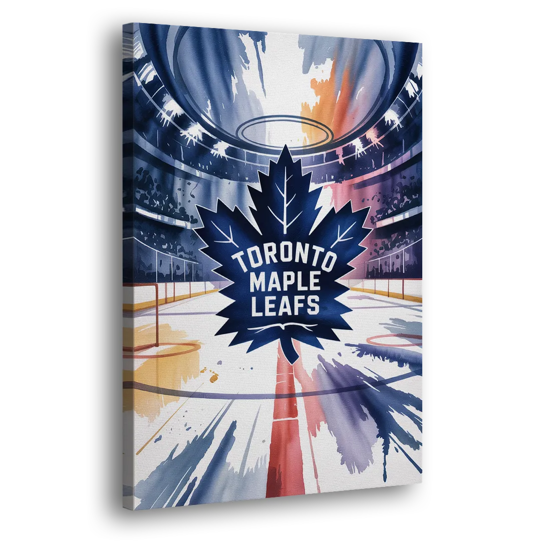 Toronto Maple Leafs Watercolor Emblem Art Print Side - Canvas Wall Art