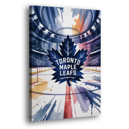 Toronto Maple Leafs Watercolor Emblem Art Print Side - Canvas Wall Art