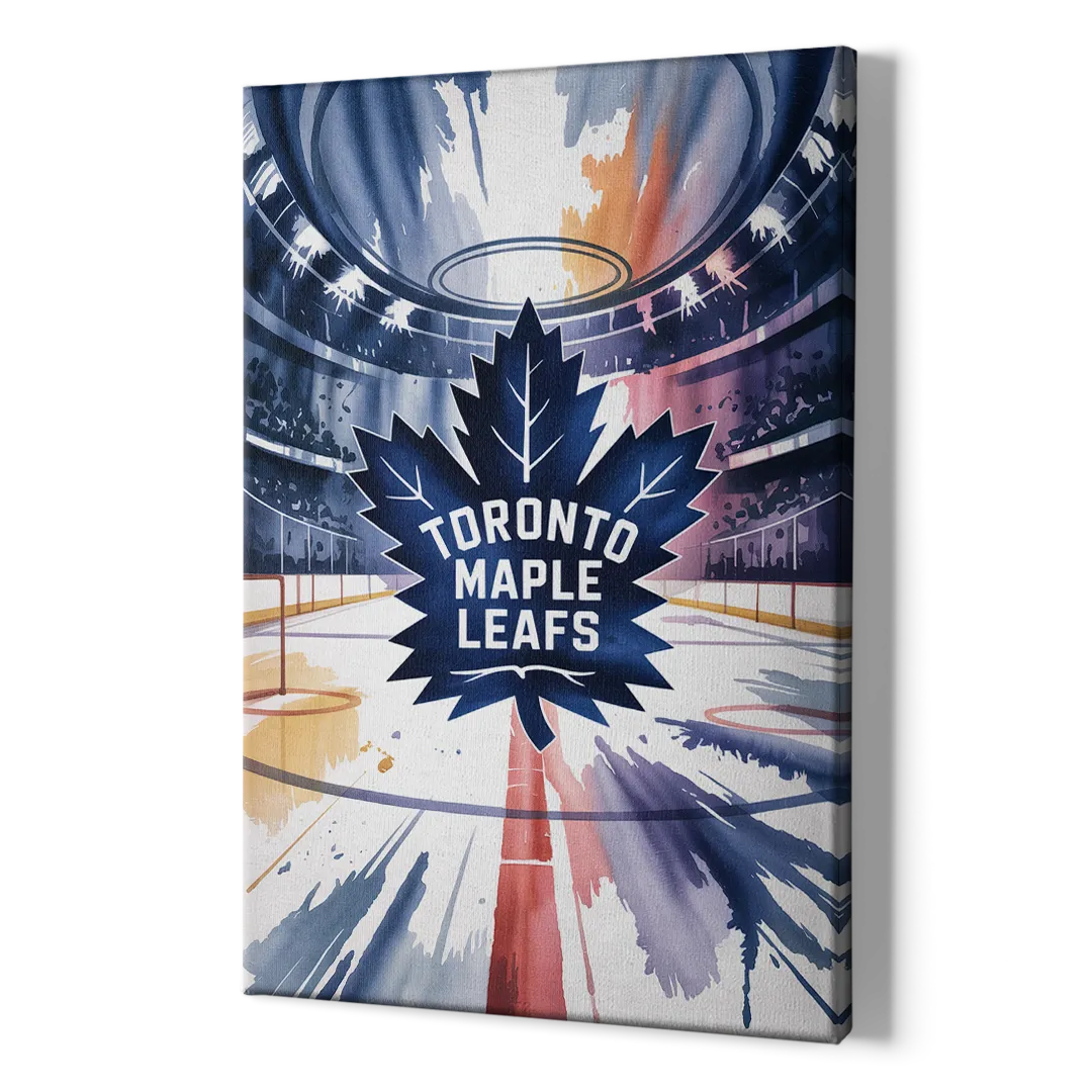 Toronto Maple Leafs Watercolor Emblem Art Print - Canvas Print Art Sides