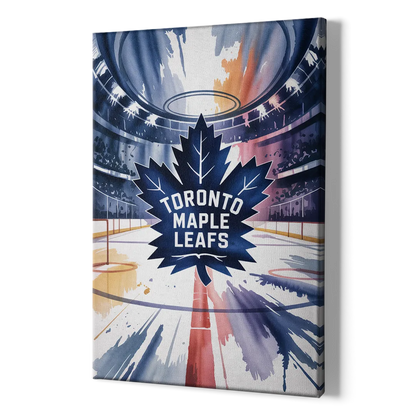 Toronto Maple Leafs Watercolor Emblem Art Print - Canvas Print Art Sides