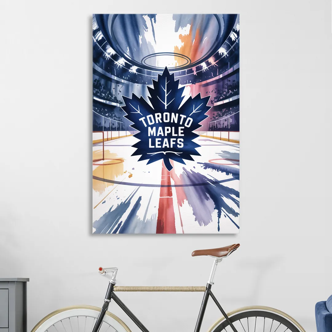 Toronto Maple Leafs Watercolor Emblem Art Print Sitting Room - Canvas Wall Art