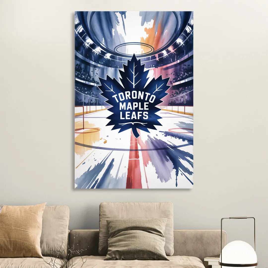 Toronto Maple Leafs Watercolor Emblem Art Print Living Room - Canvas Wall Art