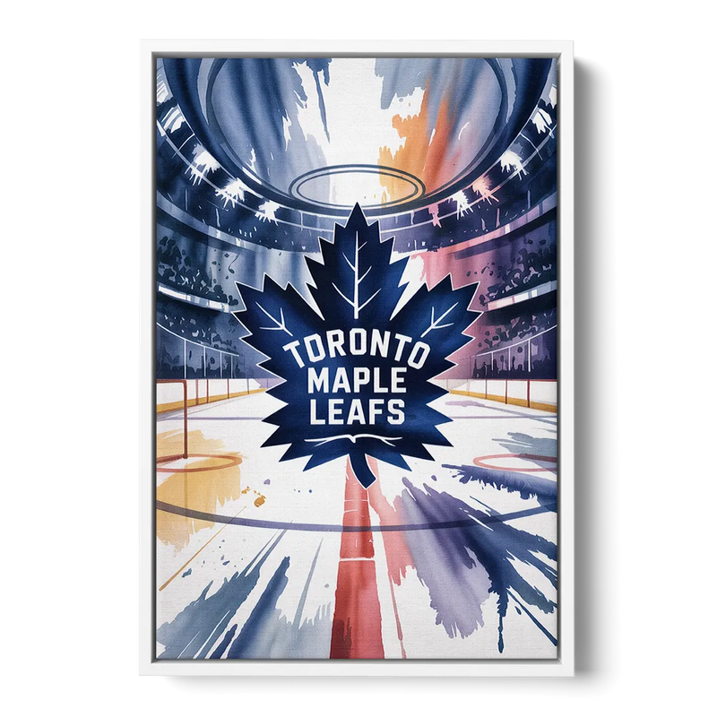 Toronto Maple Leafs Watercolor Emblem Art Print Front - White Canvas Wall Art