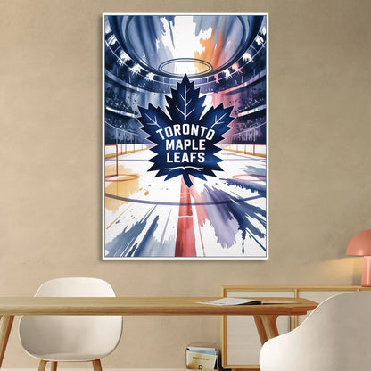 Toronto Maple Leafs Watercolor Emblem Art Print Sitting Room - White Canvas Wall Art