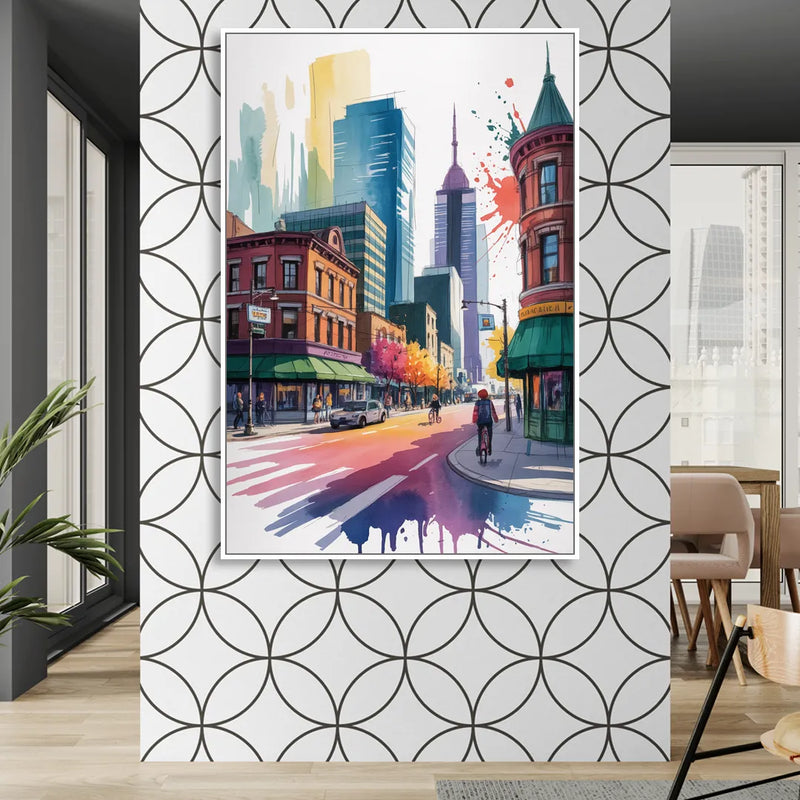 Toronto Queen Street West Sitting Room - White Canvas Wall Art