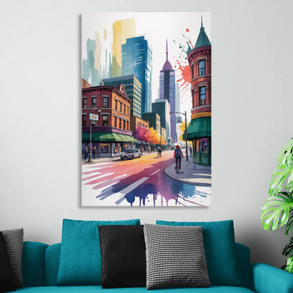 Toronto Queen Street West Living Room - Canvas Wall Art