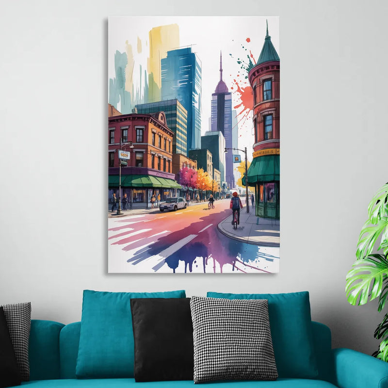 Toronto Queen Street West Living Room - Canvas Wall Art