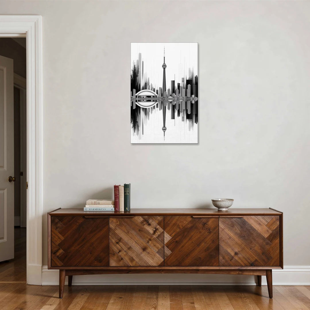 Toronto Skyline Black and White - Canvas Wall Art - Coffee Table - 24x36