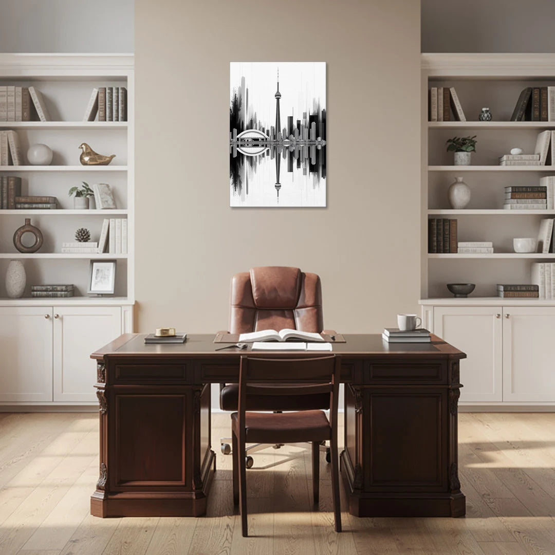 Toronto Skyline Black and White - Canvas Wall Art - Office - 24x36