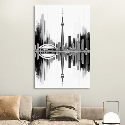 Toronto Skyline Black and White Sitting Room - Canvas Wall Art